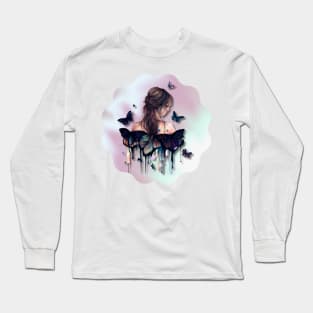 Girl with Butterflies 2 Long Sleeve T-Shirt